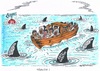 Cartoon: Gefährliches Mittelmeer (small) by mandzel tagged bootsflüchtlinge,haie,gesetze,mittelmeer,europa