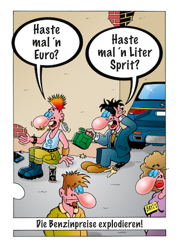 Cartoon: Spritpreis (medium) by stefanbayer tagged benzin,sprit,energie,energiekrise,mobilität,betteln,punk,euro,verbrenner,inflation,krieg,stefanbayer,bay