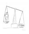 Cartoon: Waage (small) by Mawi tagged mensch waage geld kapital wirtschaft politik werte