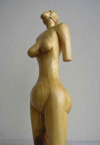 Cartoon: nude (medium) by cemkoc tagged nude,woman,wood,statuette