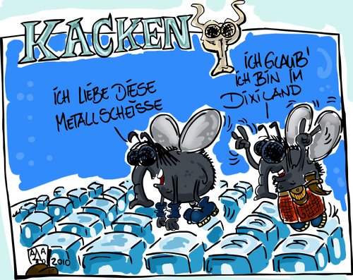 Cartoon: Kacken 2010 (medium) by Grayman tagged kacken,fliegen,scheiße,dixiland,dixiklo,wacken