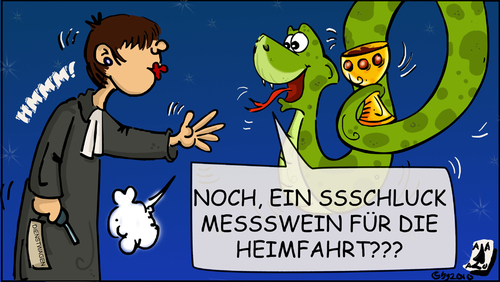 Cartoon: Kässmann (medium) by Grayman tagged kässmann,messwein,schlange,sündenfall,versuchung