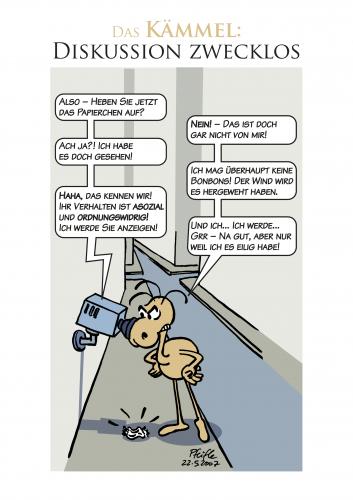 Cartoon: Diskussion zwecklos (medium) by Andreas Pfeifle tagged kämmel,überwachung,cctv,kamera,unsoziales,verhalten