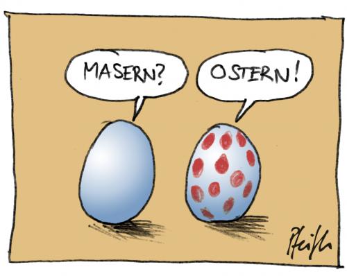 Cartoon: Eier im Gespräch (medium) by Andreas Pfeifle tagged eier,gespräch,masern,ostern