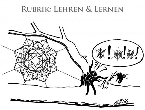 Cartoon: Lehren und Lernen (medium) by Andreas Pfeifle tagged lehren,lernen,spinne,spinnennetz