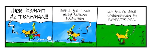 Cartoon: Blümchen (medium) by Holga Rosen tagged robert,junge,superheld,blume,natur,romantisch,robert,junge,superheld,blume,natur,romantisch