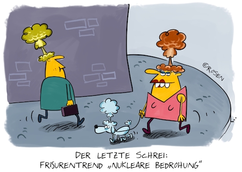 Cartoon: Frisurentrend (medium) by Holga Rosen tagged nukleare,bedrohung,frisuren,frisur,atombombe,atompilz,nukleare,bedrohung,frisuren,frisur,atombombe,atompilz