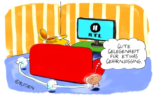 Cartoon: Gehirnjogging (medium) by Holga Rosen tagged tv,programm,tv,programm,rtl,gehirnjogging,gehirn,hirnlos