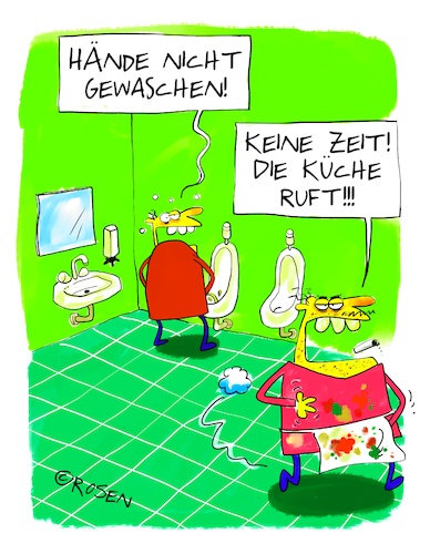 Cartoon: Hände nicht gewaschen (medium) by Holga Rosen tagged küche,hygiene,waschen,pissoir,wc,klo,koch,küche,hygiene,waschen,pissoir,wc,klo,koch