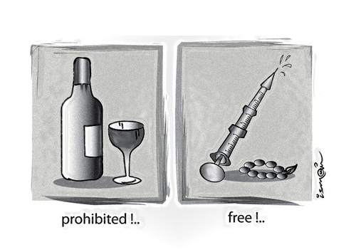 Cartoon: alcohol  prohibited (medium) by ismail dogan tagged alcohol
