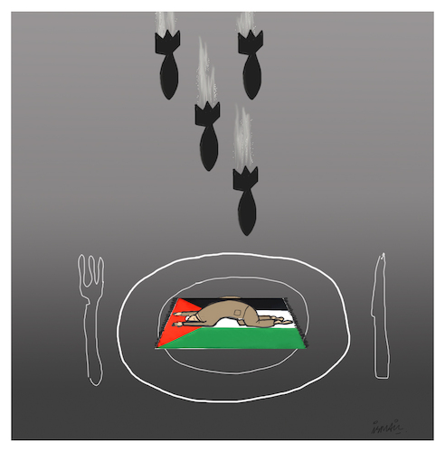 Cartoon: Iftar time in Gaza (medium) by ismail dogan tagged gaza