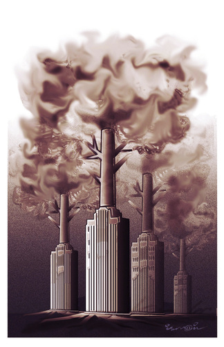 Cartoon: Industrial Tree !... (medium) by ismail dogan tagged tree