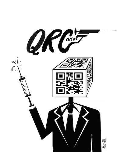 Cartoon: QR Code pass (medium) by ismail dogan tagged qr,code,pass