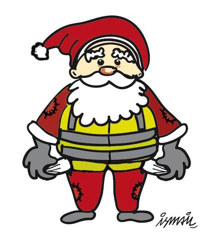 Cartoon: Santa Claus in yellow vest (medium) by ismail dogan tagged santa,claus