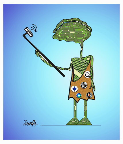 Cartoon: Selfie (medium) by ismail dogan tagged artificial,intelligence,ai