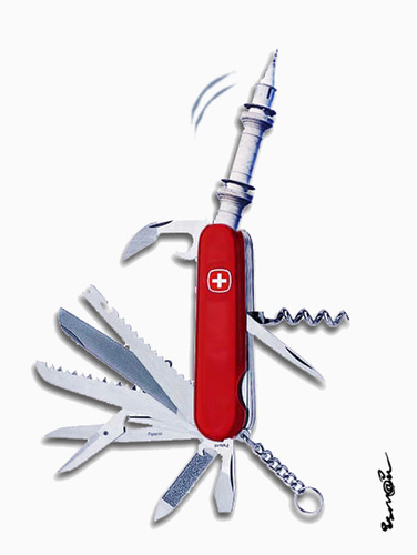 Cartoon: SWISS KNIFE (medium) by ismail dogan tagged swiss,knife