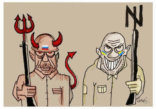 Cartoon: the devil (medium) by ismail dogan tagged ukrainian,war