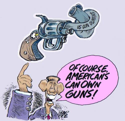 Cartoon: gun laws (medium) by barbeefish tagged obama,on,guns