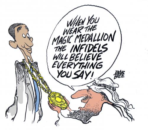 Cartoon: INFIDELS (medium) by barbeefish tagged obama