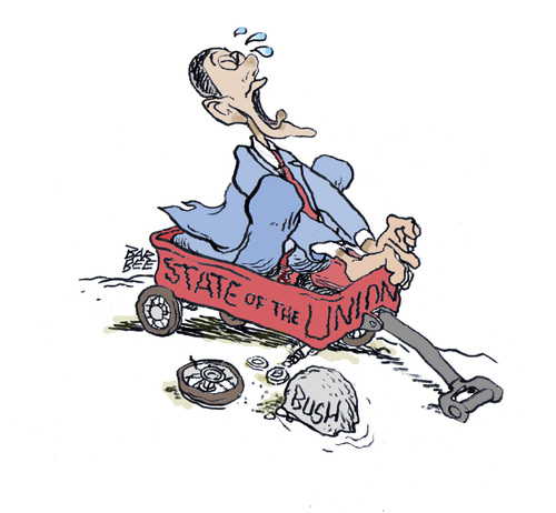 Cartoon: state of the union (medium) by barbeefish tagged obama