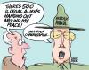 Cartoon: all quiet on the southern front (small) by barbeefish tagged immigration