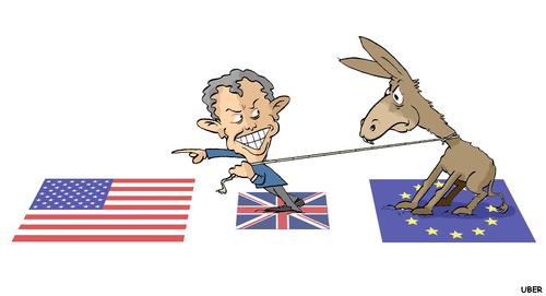 Cartoon: OPPOSITION TO BLAIR APPOINTMENT (medium) by uber tagged europe,blair,commission,us,president,tony blair,england,europa,esel,us,tony,blair