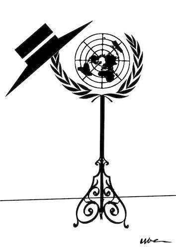 Cartoon: YOU CAN LEVE YOUR HAT ON (medium) by uber tagged onu,trump,onu,trump