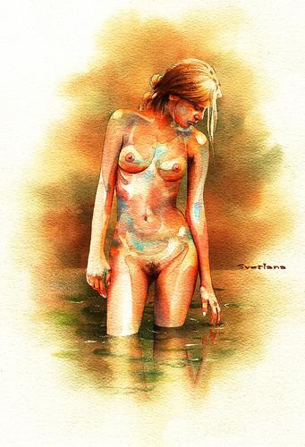 Cartoon: Having A Bath (medium) by svetta tagged hot,sexy,art,nude,teen,girl,having,bath