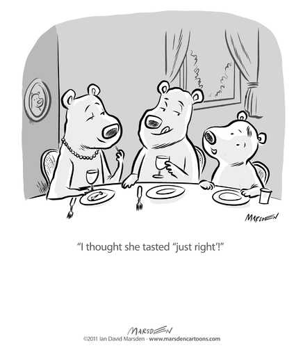 Cartoon: I thought she tasted just right (medium) by ian david marsden tagged bears,three,fairytale,goldilocks,bären,märchen,carnivore,vegetarian,cartoon,marsden,tiere,bär,natur,essen,vegetarier,fleisch,märchen