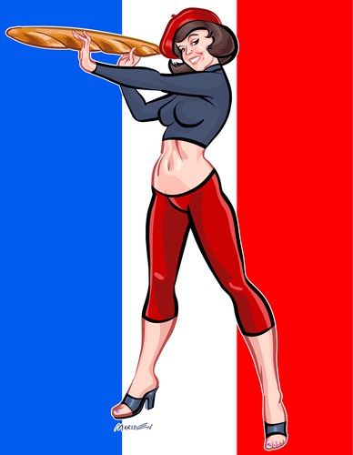Sexy French Baguette Pinup Girl