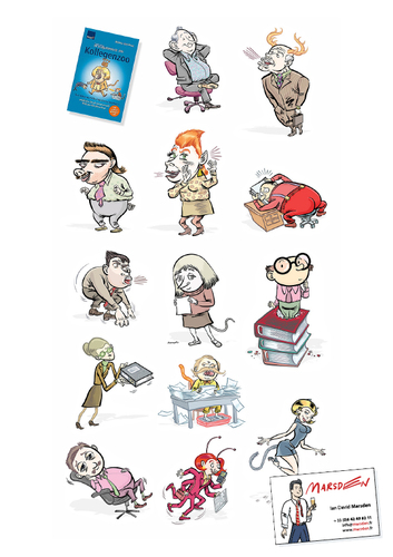 Cartoon: Willkommen im Kollegenzoo (medium) by ian david marsden tagged buchillustration,illustrator,cartoon,kalender,werbung,buch,humor,satire,marsden