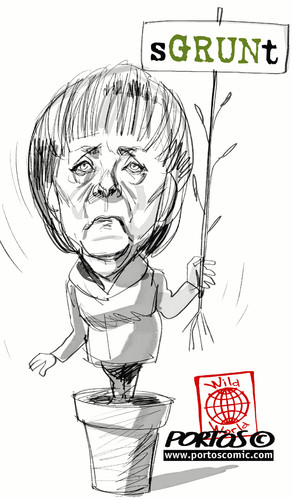 Cartoon: Merkel (medium) by portos tagged merkel,verdi,grun,grunen