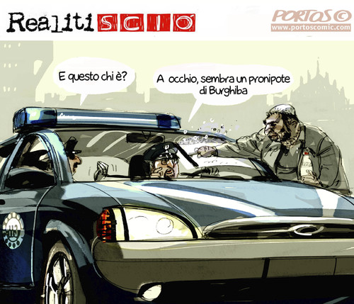 Cartoon: Realitiscio (medium) by portos tagged nipote,mubarak,rubygate,berlusconi