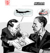 Cartoon: G8 Deauville (small) by portos tagged berlusconi,obama,italia,dittatura,dei,giudici,g8