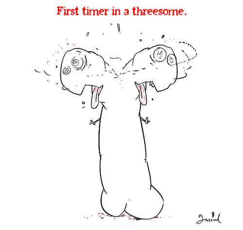 Cartoon: First time. (medium) by Garrincha tagged threesome,dickies