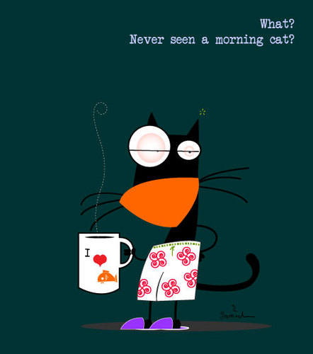 Cartoon: Morning cat (medium) by Garrincha tagged vector,illustration