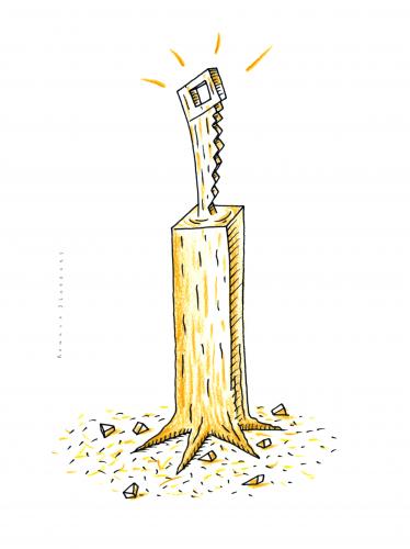 Cartoon: ART (medium) by Ronald Slabbers tagged umwelt,abholzung,holz,kunst,deforestation,environment,wood,art