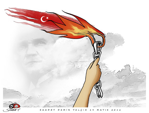 Cartoon: 19 MAYIS (medium) by saadet demir yalcin tagged saadet,sdy,19may,atatürk