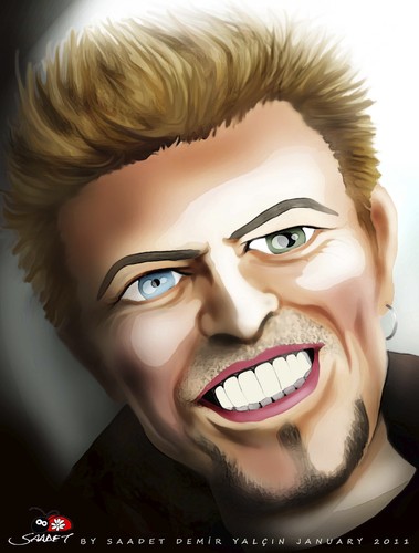 Cartoon: David Bowie (medium) by saadet demir yalcin tagged saadet,syalcin,sdy,turkey,dbowie,music,portrait