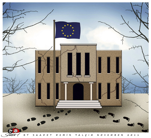 Cartoon: European Union (medium) by saadet demir yalcin tagged saadet,sdy,europeanunion,economiccrisis,money,flag