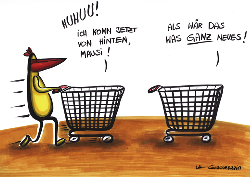 Cartoon: . (medium) by LA RAZZIA tagged einkaufswagen,shopping,cart,super,market,einkaufen