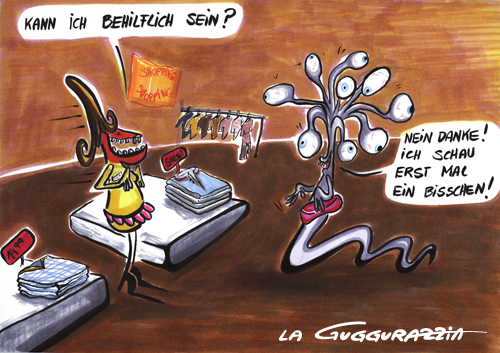 Cartoon: . (medium) by LA RAZZIA tagged shopping,einkaufen,alien
