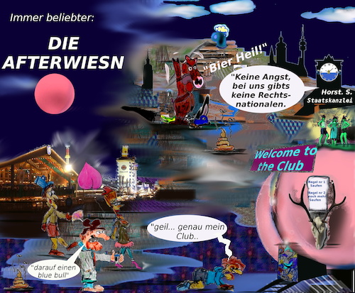 Cartoon: nachher is vorher (medium) by wheelman tagged münchen,bier,oktoberfest,wiesn,club,nacht