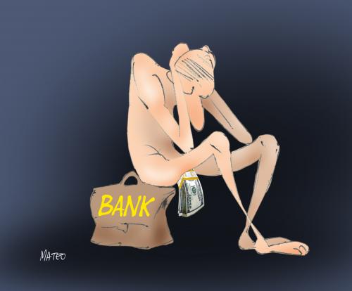 Cartoon: Finanzkrise (medium) by geomateo tagged finanzkrise,bank,money