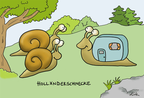 Cartoon: Holländerschnecke (medium) by katelein tagged holland,schnecke,dutch,snail,travel,journey,wohnwagen,camper,trailer