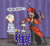 Cartoon: In vino veritas (small) by katelein tagged wein vine vino veritas wahrsagerin hexe kristallkugel zigeunerin fortuneteller augur deviner mentalist