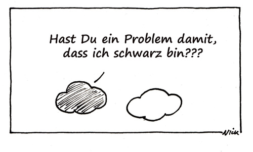 Cartoon: Bewölkte Stimmung (medium) by Oliver Kock tagged wolken,probleme,rassismus,gespräch,himmel,clouds,sky,racism,cartoon,nick,blitzgarden