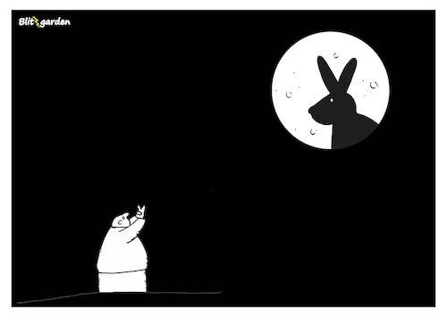 Cartoon: Hase im Mond (medium) by Oliver Kock tagged mann,mond,hase,schatten,ostern,cartoon,nick,blitzgarden