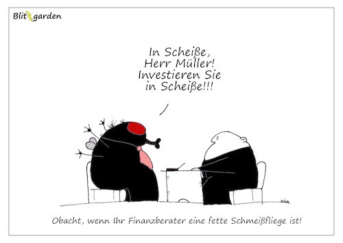 Cartoon: In Scheiße (medium) by Oliver Kock tagged fliege,bank,wahrnehmung,wirklichkeit,scheiße,cartoon,nick,blitzgarden
