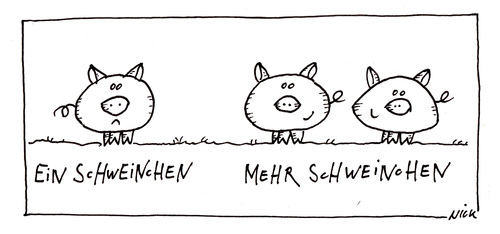 Cartoon: Mehr Schweinchen (medium) by Oliver Kock tagged traurig,glücklich,einsam,animals,sad,happy,allein,tiere,pigs,schweinchen